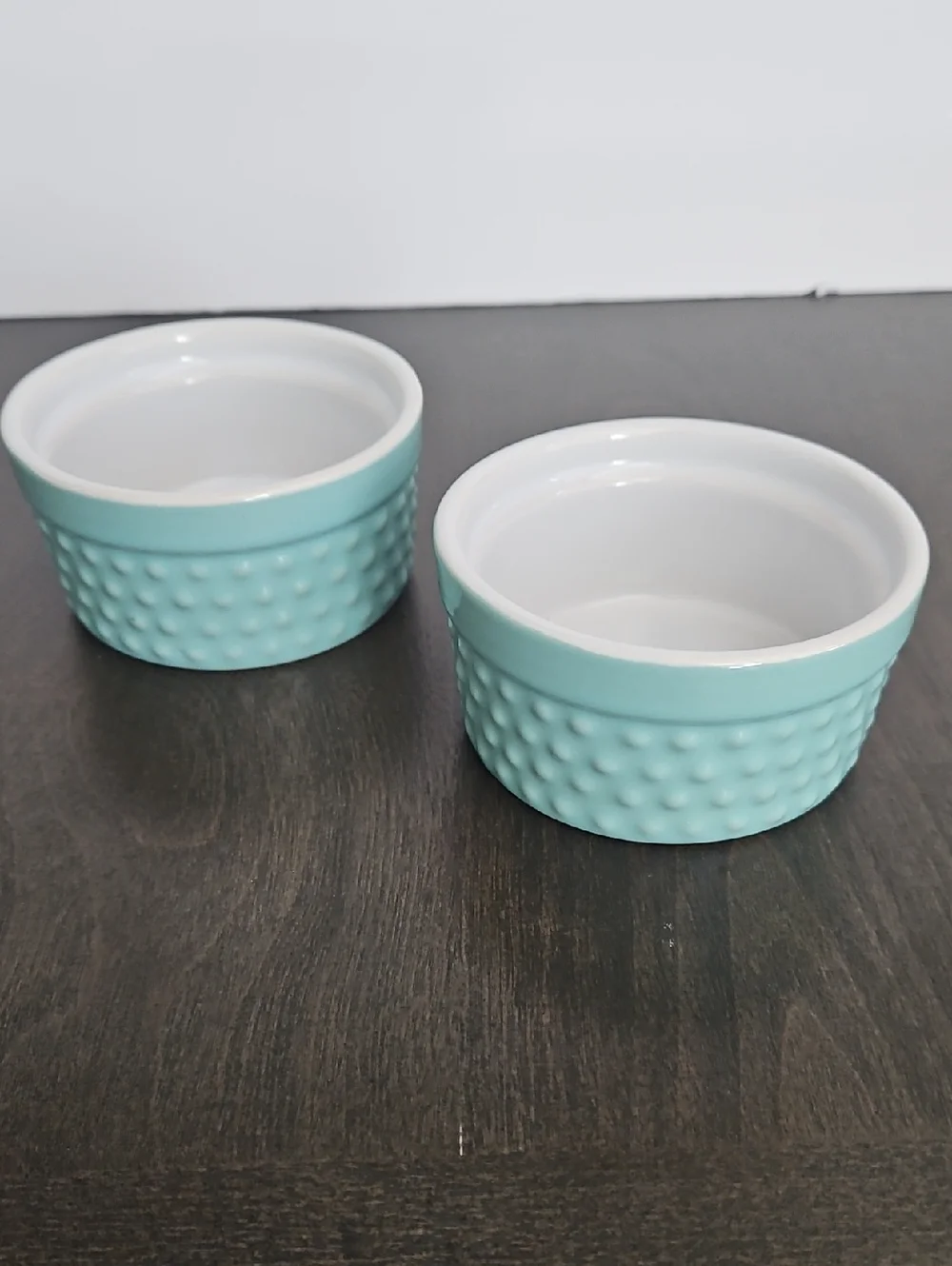 Set Of 2 Pier 1 Mint Blue Textured Ceramic Ramekin Dish